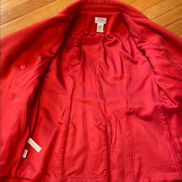 LOFT Orange Pea Coat with Tailored Fit and Prominent Collar - Picture 7 of 9
